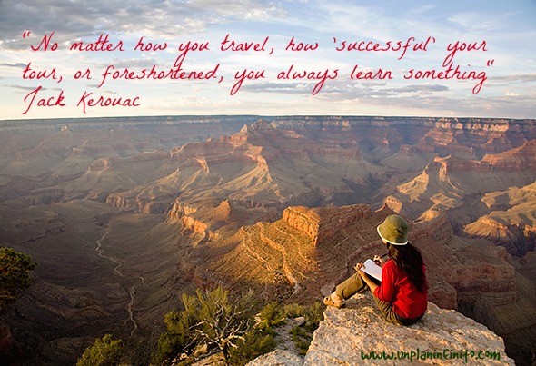 Woman Writing in Journal at Rim of Grand Canyon